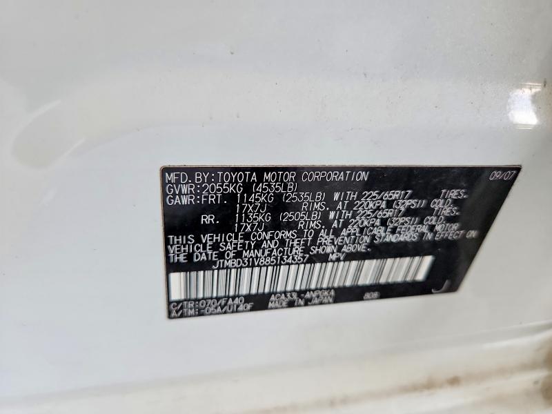 Aukcja sprzedaży 2008 Toyota Rav4, vin: JTMBD31V885134357, numer aukcji: 59848906