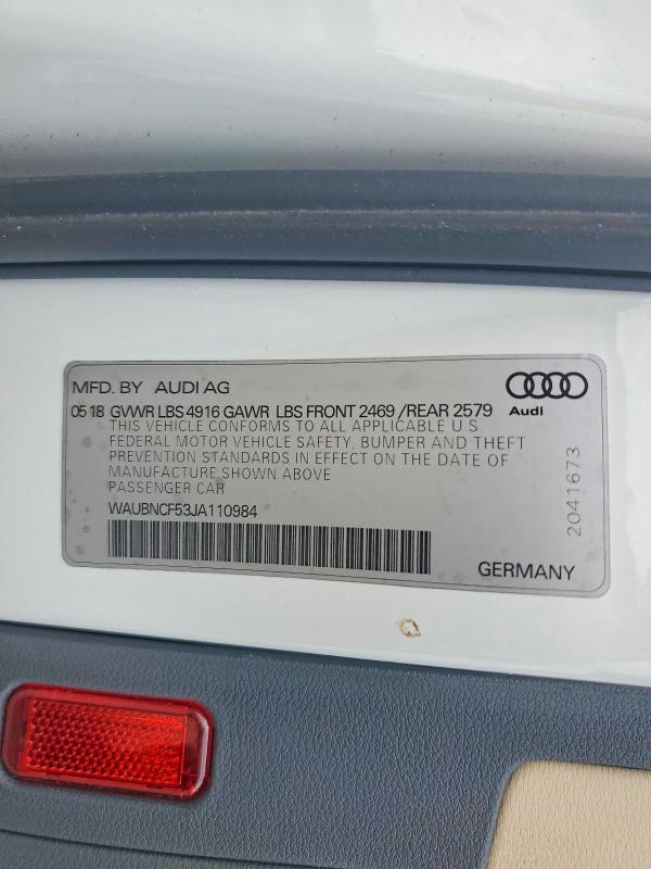Продаж на аукціоні авто 2018 Audi A5, vin: WAUBNCF53JA110984, номер лоту: 60914606