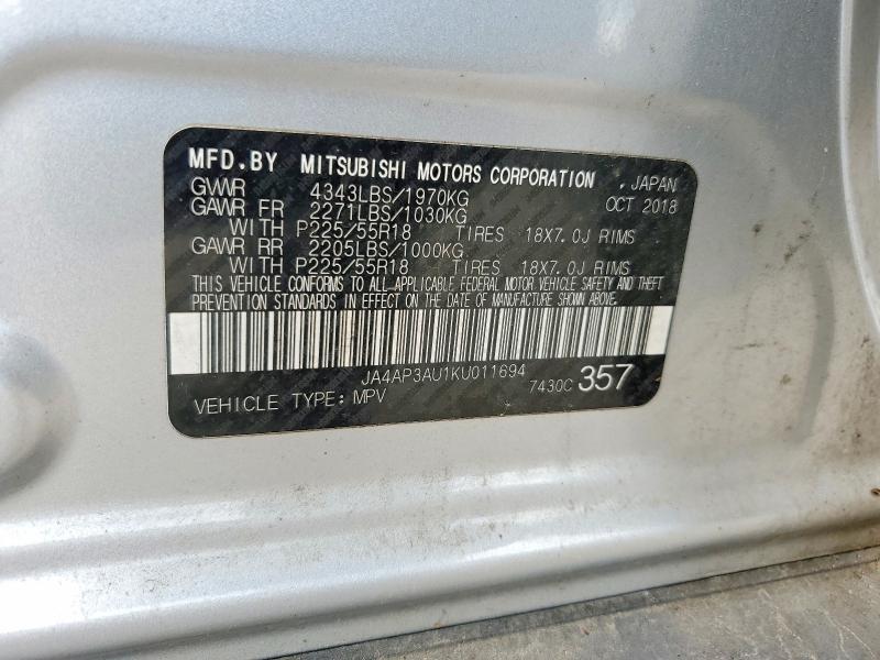 Aukcja sprzedaży 2019 Mitsubishi Outlander Sport, vin: JA4AP3AU1KU011694, numer aukcji: 61699086