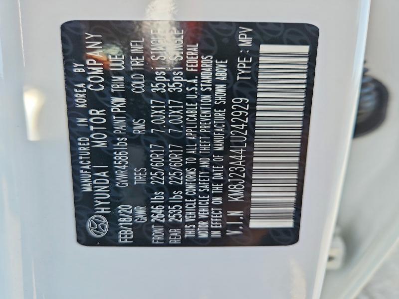 62099676 :رقم المزاد ، KM8J23A44LU242929 vin ، 2020 Hyundai Tucson مزاد بيع