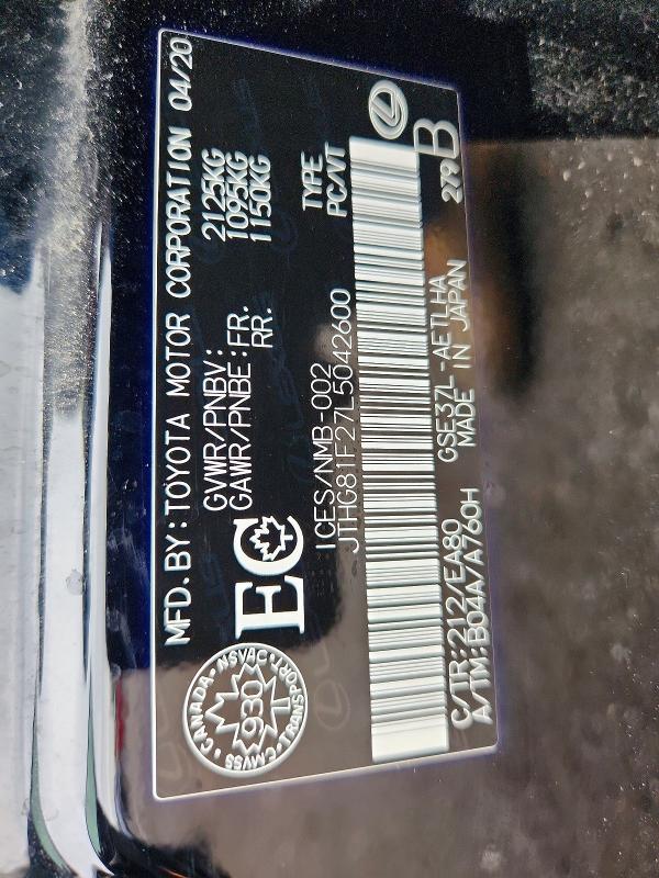 Продажа на аукционе авто 2020 Lexus Is, vin: JTHG81F27L5042600, номер лота: 62821076