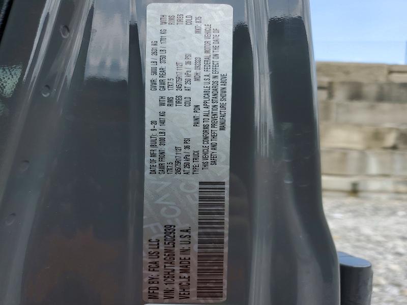 Продаж на аукціоні авто 2021 Jeep Gladiator, vin: 1C6HJTAG6ML502939, номер лоту: 59854246