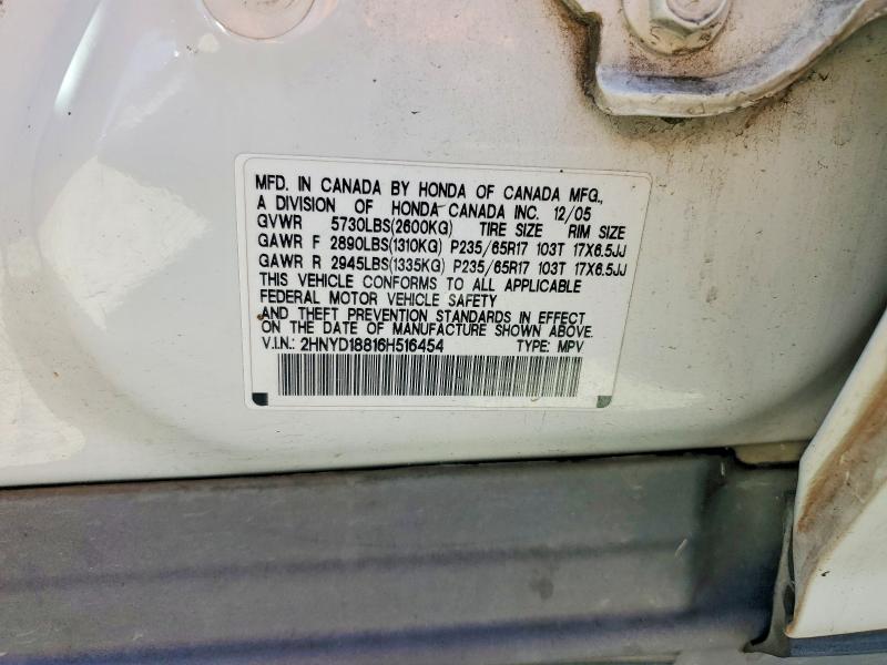 62670936 :رقم المزاد ، 2HNYD18816H516454 vin ، 2006 Acura Mdx مزاد بيع