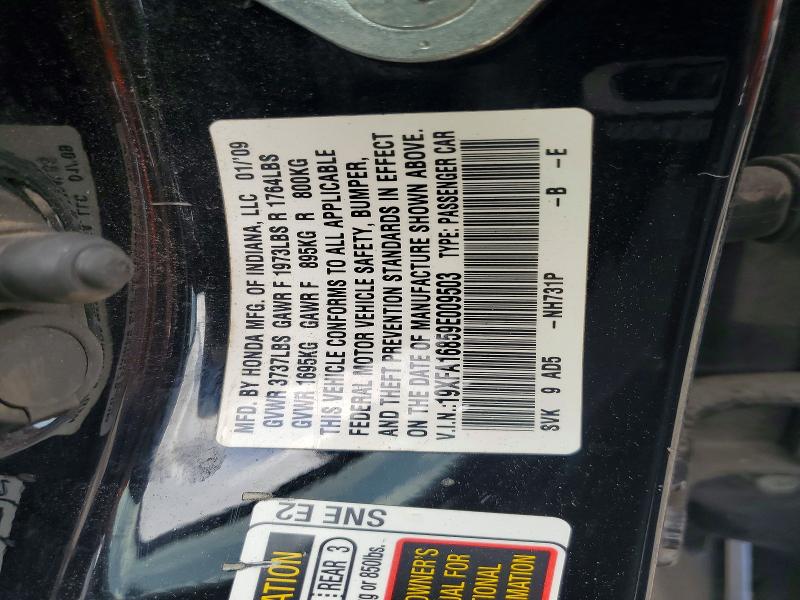 61624146 :رقم المزاد ، 19XFA16859E009503 vin ، 2009 Honda Civic مزاد بيع