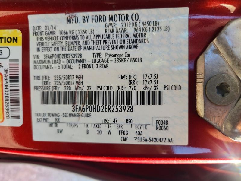 Aukcja sprzedaży 2014 Ford Fusion, vin: 3FA6P0HD2ER253928, numer aukcji: 61300046