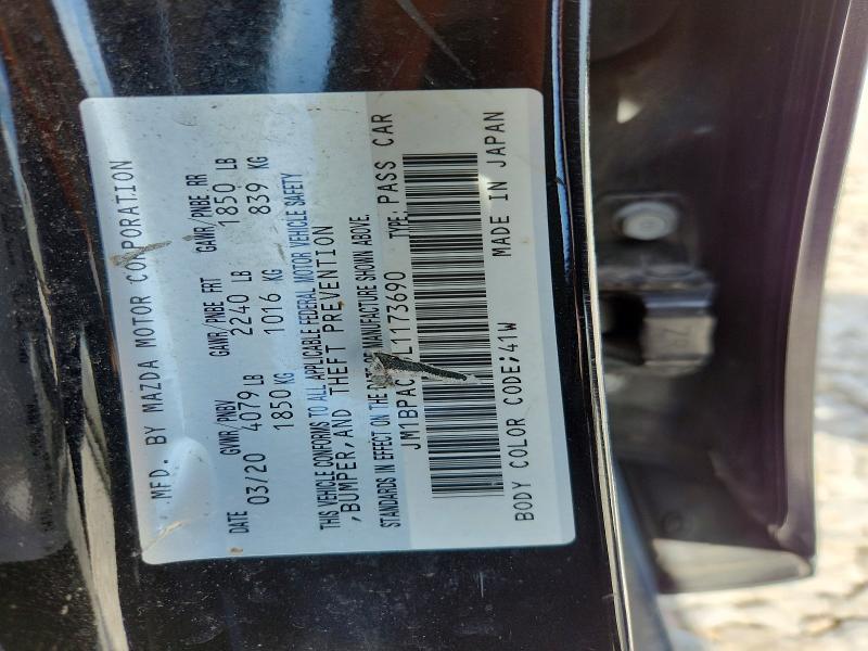 62624736 :رقم المزاد ، JM1BPACL5L1173690 vin ، 2020 Mazda 3 مزاد بيع