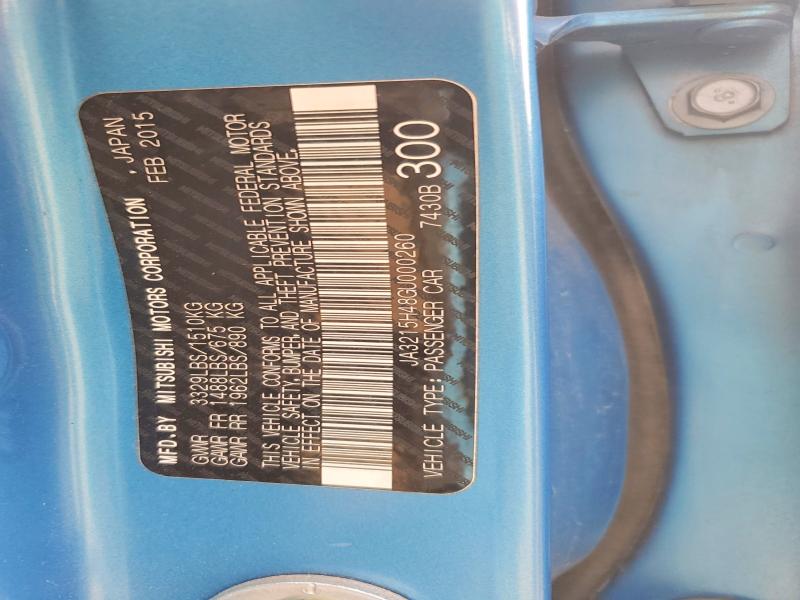 62434176 :رقم المزاد ، JA3215H48GU000260 vin ، 2016 Mitsubishi I Miev مزاد بيع