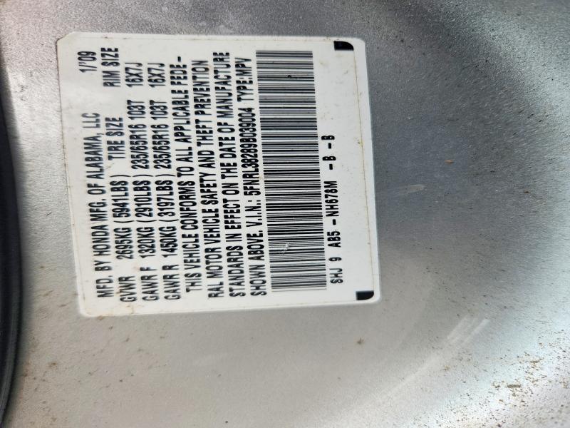 Aukcja sprzedaży 2009 Honda Odyssey, vin: 5FNRL38289B039004, numer aukcji: 61957546