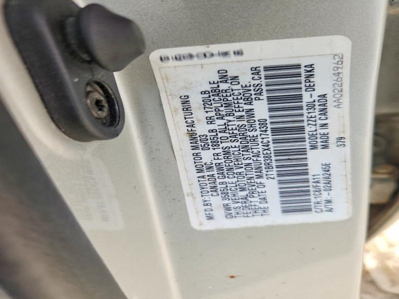 60775716 :رقم المزاد ، 2T1BR38EX4C174380 vin ، 2004 Toyota Corolla مزاد بيع