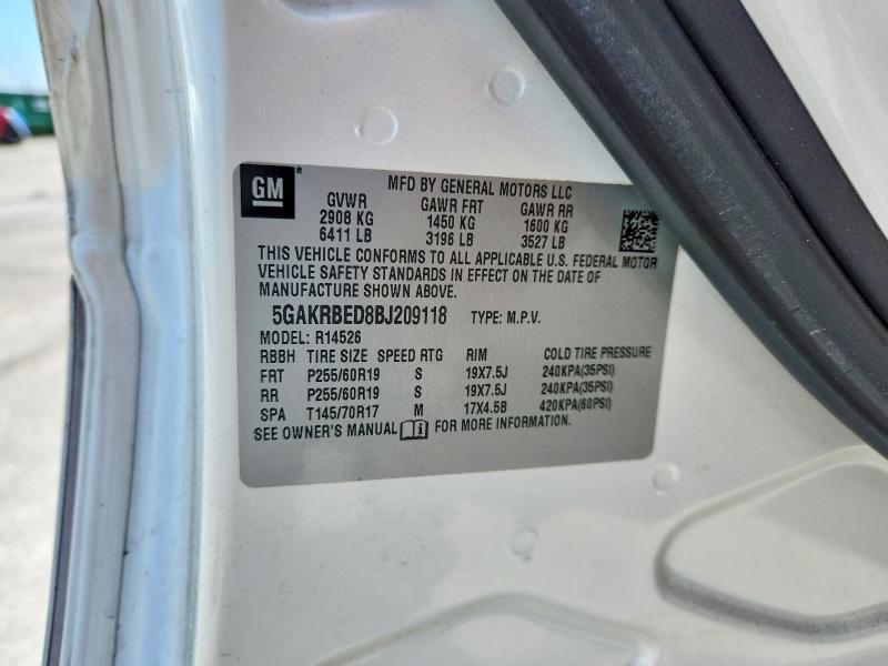 Продажа на аукционе авто 2011 Buick Enclave, vin: 5GAKRBED8BJ209118, номер лота: 60046756
