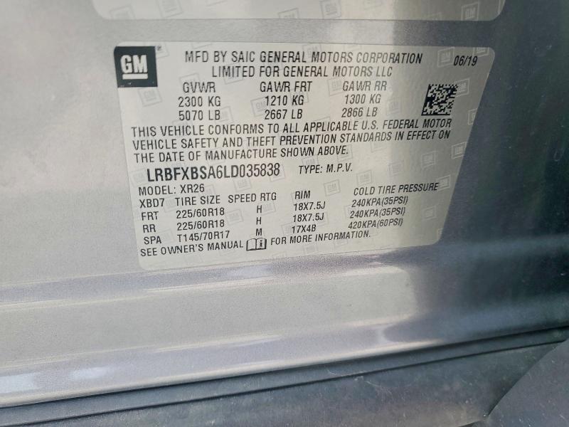 Продажа на аукционе авто 2020 Buick Envision, vin: LRBFXBSA6LD035838, номер лота: 61166826