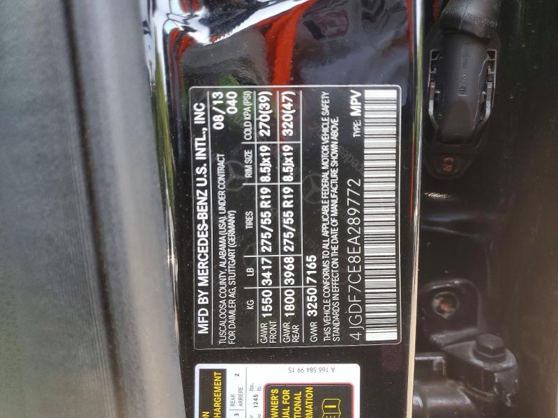 85453245 :رقم المزاد ، 4JGDF7CE8EA289772 vin ، 2014 Mercedes-benz Gl مزاد بيع