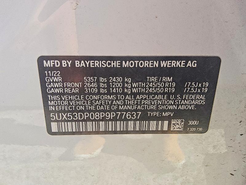 Aukcja sprzedaży 2023 Bmw X3, vin: 5UX53DP08P9P77637, numer aukcji: 59215816