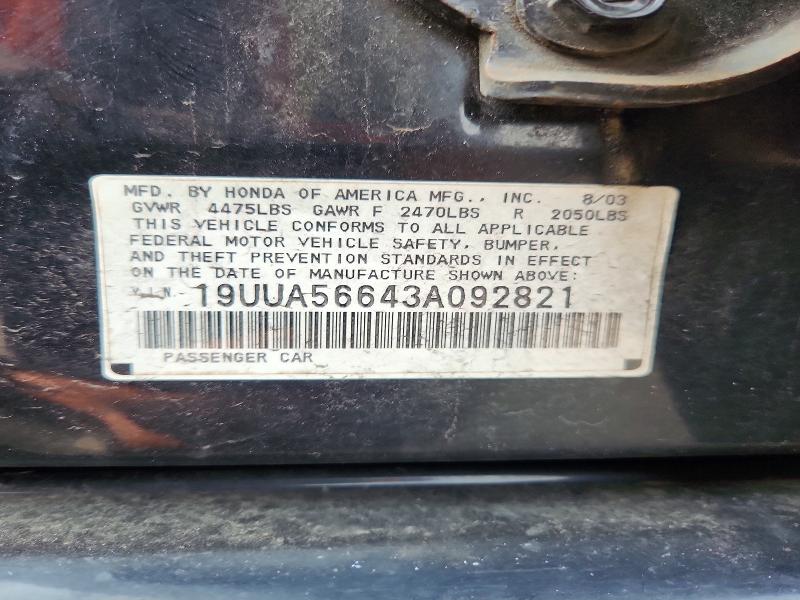 Aukcja sprzedaży 2003 Acura 3.2tl, vin: 19UUA56643A092821, numer aukcji: 60965116