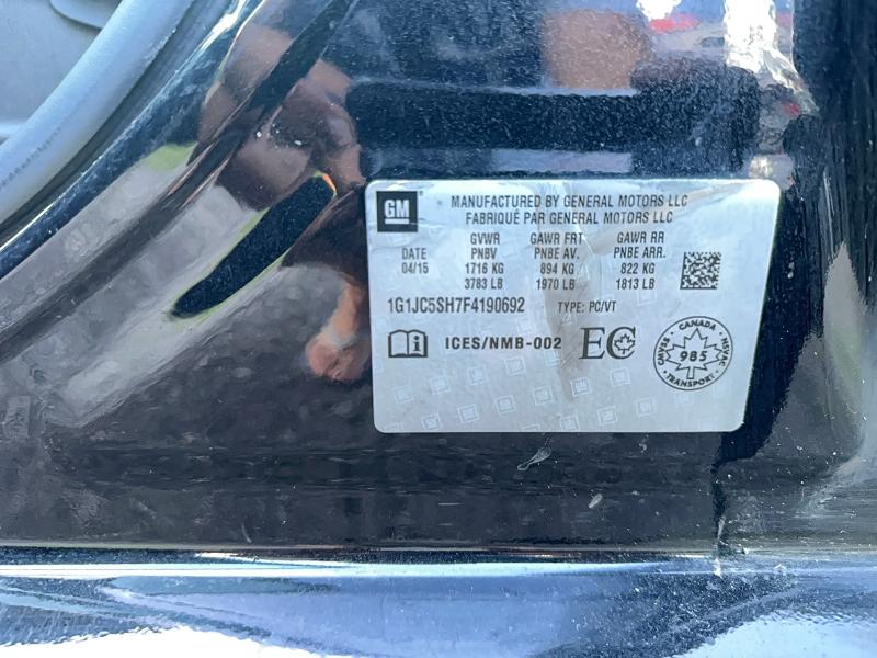 Продаж на аукціоні авто 2015 Chevrolet Sonic, vin: 1G1JC5SH7F4190692, номер лоту: 61447576