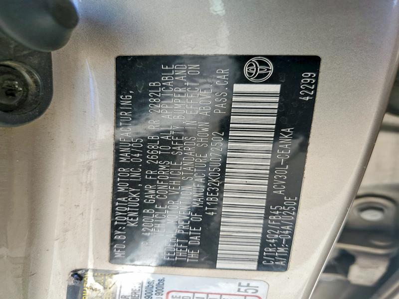 61409216 :رقم المزاد ، 4T1BE32K05U072502 vin ، 2005 Toyota Camry مزاد بيع