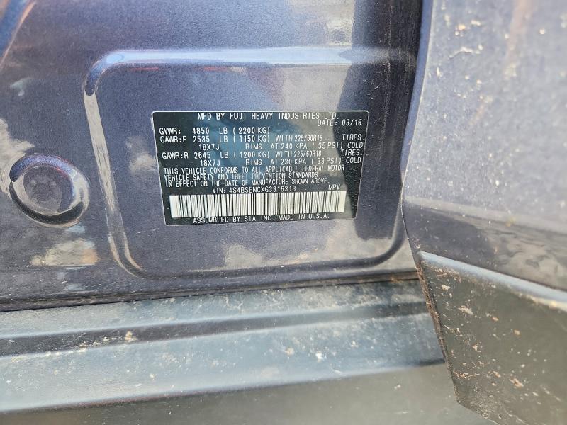 60634186 :رقم المزاد ، 4S4BSENCXG3316318 vin ، 2016 Subaru Outback مزاد بيع