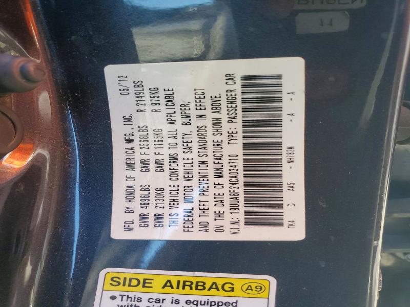 Aukcja sprzedaży 2012 Acura Tl, vin: 19UUA8F24CA034710, numer aukcji: 61912916