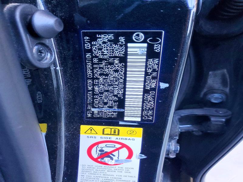 62246626 :رقم المزاد ، JTHB21B1XK2042275 vin ، 2019 Lexus Es مزاد بيع