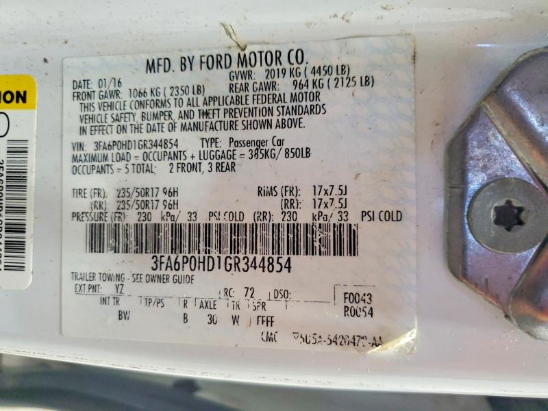 Продажа на аукционе авто 2016 Ford Fusion, vin: 3FA6P0HD1GR344854, номер лота: 61328036