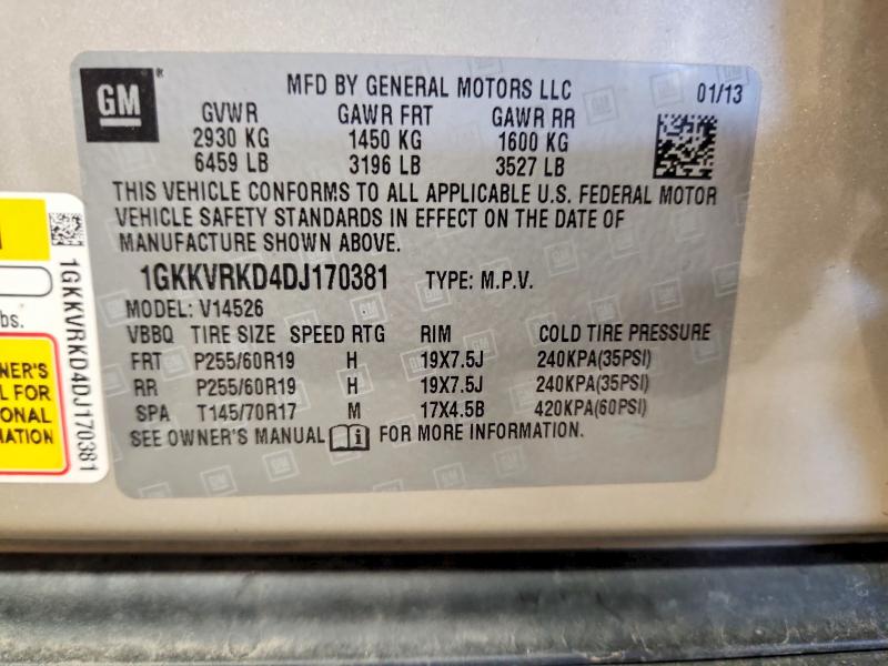 2013 Gmc Acadia მანქანა იყიდება აუქციონზე, vin: 1GKKVRKD4DJ170381, აუქციონის ნომერი: 60160946