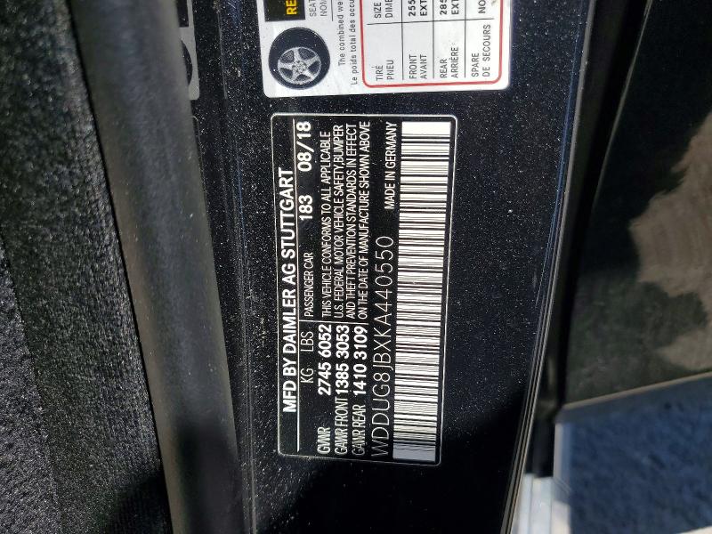 61063196 :رقم المزاد ، WDDUG8JBXKA440550 vin ، 2019 Mercedes-benz S مزاد بيع