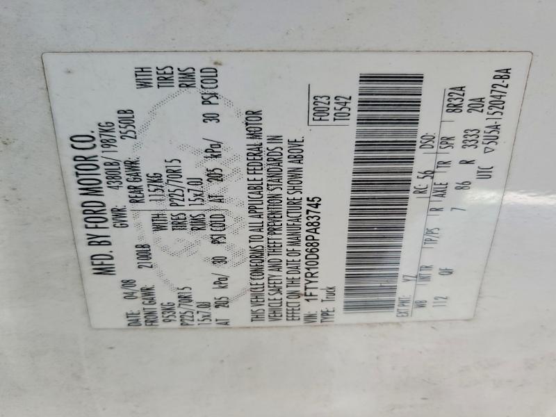 Aukcja sprzedaży 2008 Ford Ranger, vin: 1FTYR10D68PA83745, numer aukcji: 58775936