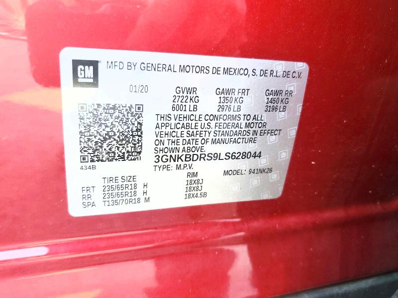 Aukcja sprzedaży 2020 Chevrolet Blazer, vin: 3GNKBDRS9LS628044, numer aukcji: 60995196
