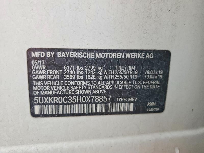 Продаж на аукціоні авто 2017 Bmw X5, vin: 5UXKR0C35H0X78857, номер лоту: 61507256