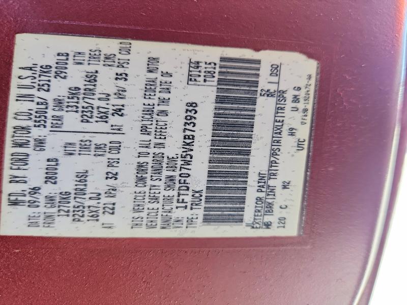 Aukcja sprzedaży 1997 Ford F150, vin: 1FTDF07W5VKB73938, numer aukcji: 61910276