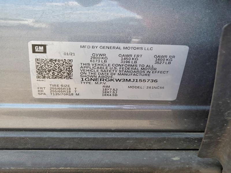 Aukcja sprzedaży 2021 Chevrolet Traverse, vin: 1GNERGKW3MJ155736, numer aukcji: 62238066
