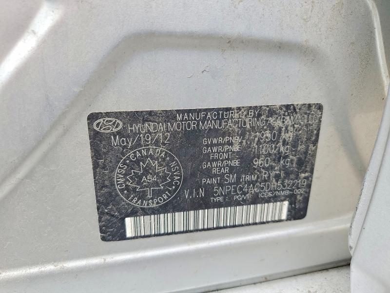 57473636 :رقم المزاد ، 5NPEC4AC5DH532219 vin ، 2013 Hyundai Sonata مزاد بيع