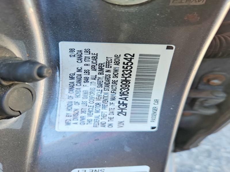 Aukcja sprzedaży 2009 Honda Civic, vin: 2HGFA16399H335542, numer aukcji: 62723796