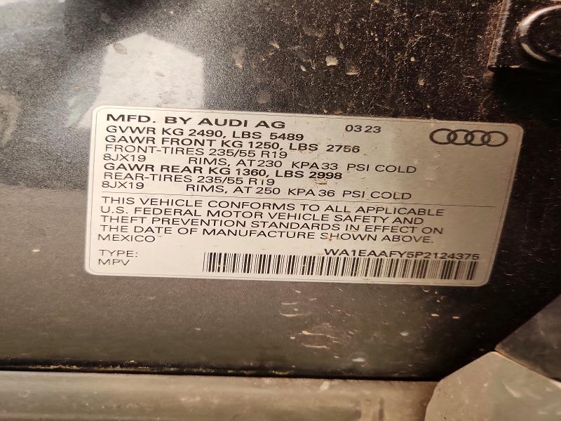 60829776 :رقم المزاد ، WA1EAAFY5P2124375 vin ، 2023 Audi Q5 مزاد بيع