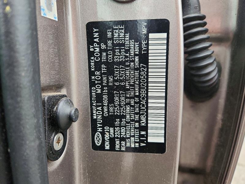 62785626 :رقم المزاد ، KM8JUCAC9BU205827 vin ، 2011 Hyundai Tucson مزاد بيع