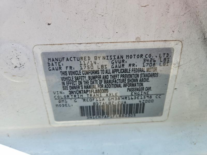 Aukcja sprzedaży 2015 Nissan Versa, vin: 3N1CN7AP1FL880305, numer aukcji: 61620686