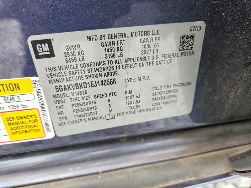 2014 Buick Enclave მანქანა იყიდება აუქციონზე, vin: 5GAKVBKD1EJ140566, აუქციონის ნომერი: 61234216