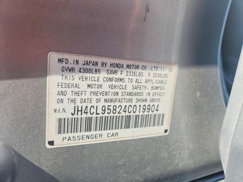 59392226 :رقم المزاد ، JH4CL95824C019904 vin ، 2004 Acura Tsx مزاد بيع