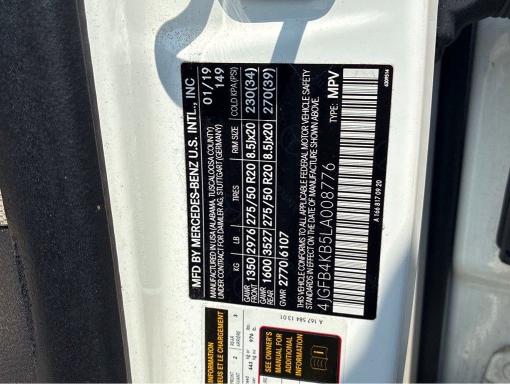 Aukcja sprzedaży 2020 Mercedes-benz Gle, vin: 4JGFB4KB5LA008776, numer aukcji: 61648576