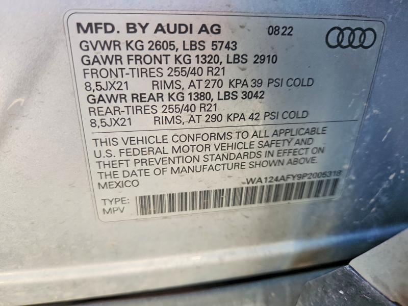 Aukcja sprzedaży 2023 Audi Sq5, vin: WA124AFY9P2005318, numer aukcji: 62400816
