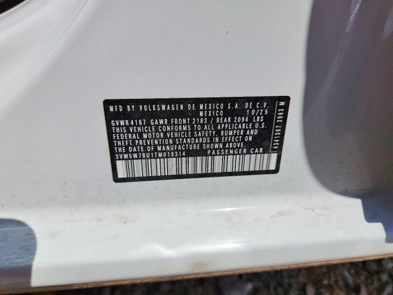 Aukcja sprzedaży 2026 Volkswagen Jetta, vin: 3VW5W7BU1TM019314, numer aukcji: 59185376