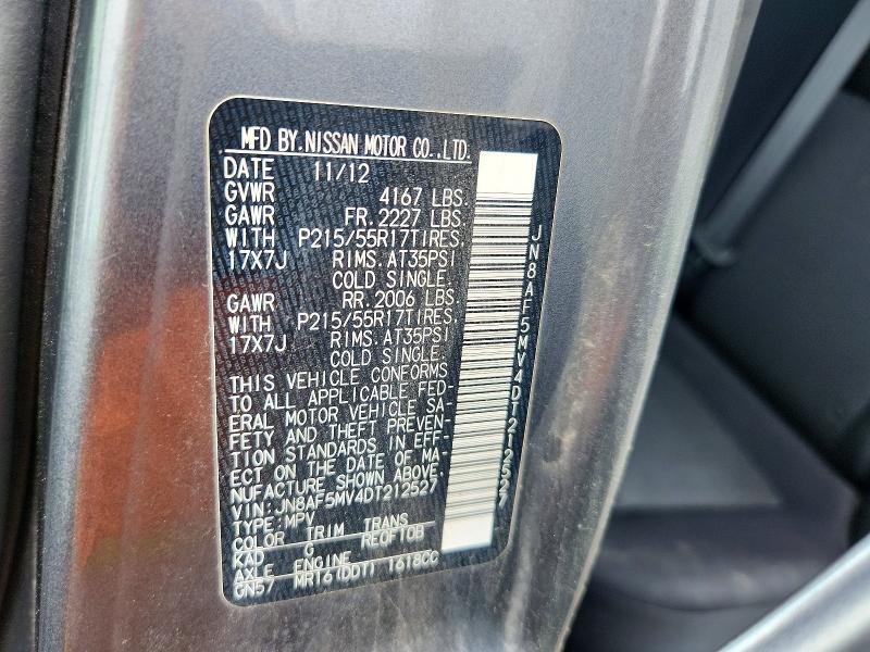 60440756 :رقم المزاد ، JN8AF5MV4DT212527 vin ، 2013 Nissan Juke مزاد بيع