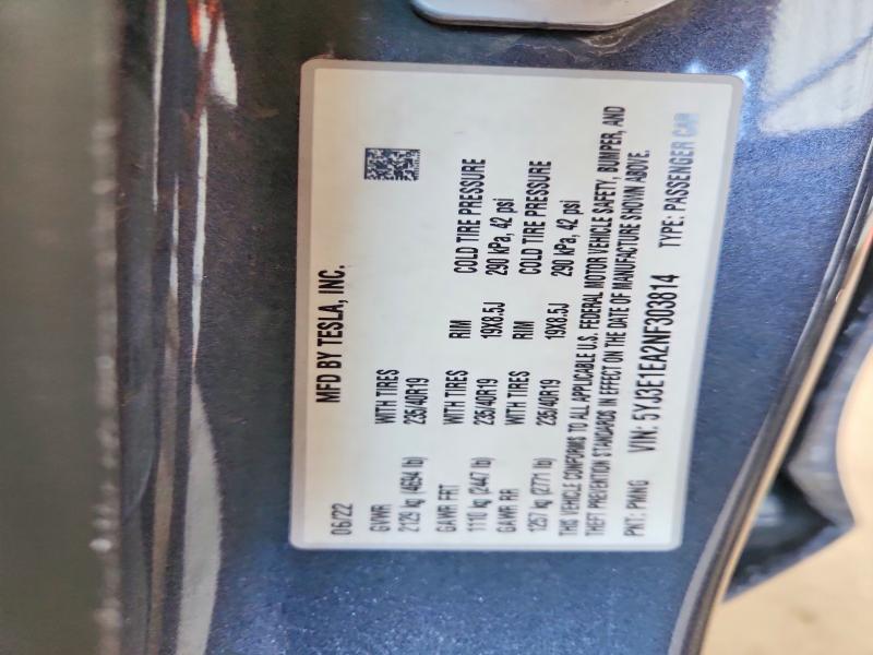 Aukcja sprzedaży 2022 Tesla Model 3, vin: 5YJ3E1EA2NF303814, numer aukcji: 60657026