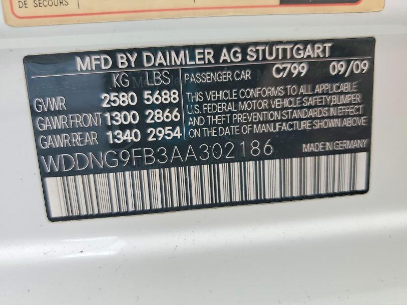 62904156 :رقم المزاد ، WDDNG9FB3AA302186 vin ، 2010 Mercedes-benz S مزاد بيع