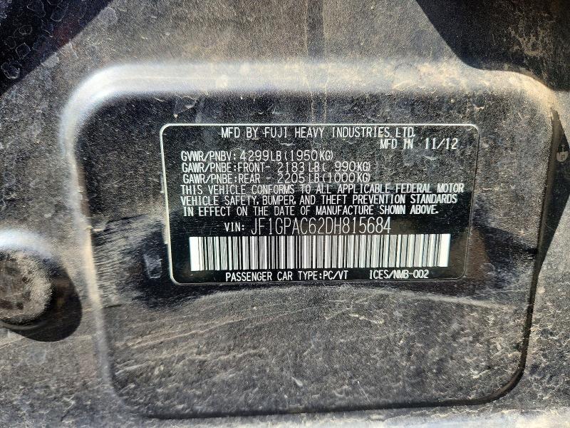 Aukcja sprzedaży 2013 Subaru Impreza, vin: JF1GPAC62DH815684, numer aukcji: 60814026