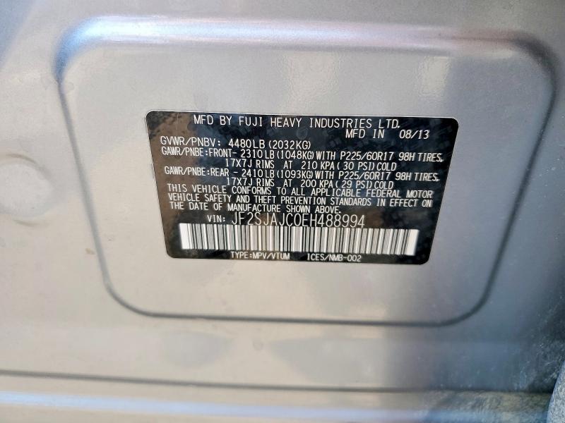 Продажа на аукционе авто 2014 Subaru Forester, vin: JF2SJAJC0EH488994, номер лота: 59722366