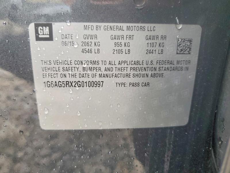 Продажа на аукционе авто 2016 Cadillac Ats, vin: 1G6AG5RX2G0100997, номер лота: 62618446