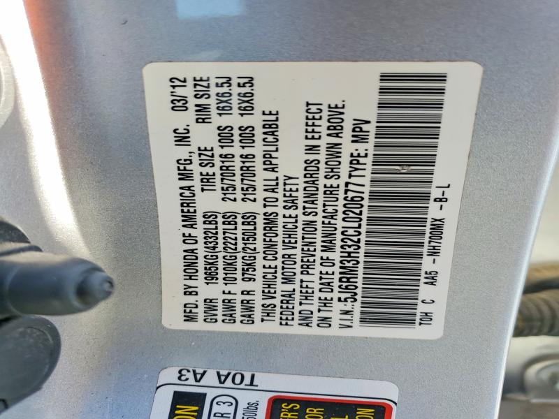 2012 Honda Cr-v მანქანა იყიდება აუქციონზე, vin: 5J6RM3H32CL020677, აუქციონის ნომერი: 59124166