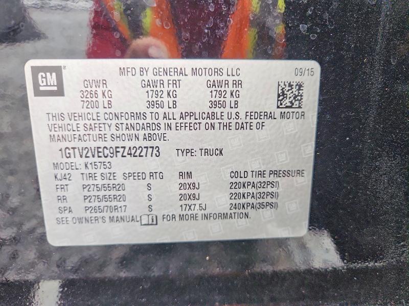 Продаж на аукціоні авто 2015 Gmc Sierra, vin: 1GTV2VEC9FZ422773, номер лоту: 62988366