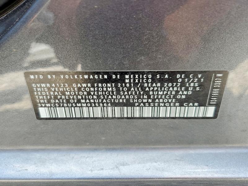Продажа на аукционе авто 2021 Volkswagen Jetta, vin: 3VWC57BU5MM035964, номер лота: 62935436